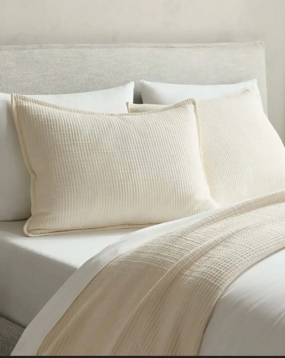 Quince Organic Ribbed Cotton Coverlet and Sham Set 3 pc King / Cal. king new no
